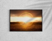 Golden abstract Sunset Landscape Print, unique New Zealand Photo, 24 x36 Fine Art Home Decor, Perfect Gift for Nature and Art Lovers