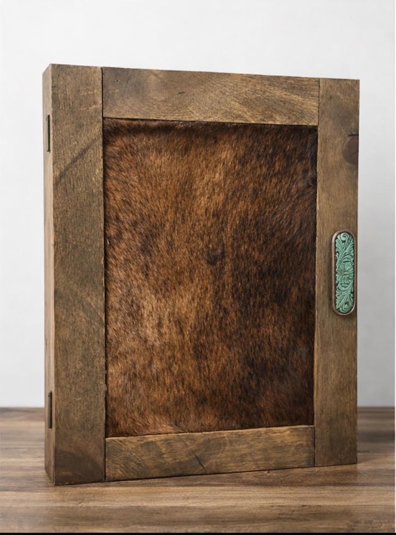 Cowhide Jewelry Box | Western Wall Hanging Storage with Mirror