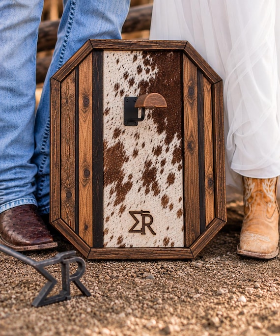 24&quot; x 20&quot; Cowboy Hat Holder | Western Hat Rack | Genuine Cowhide Hat Hanger
