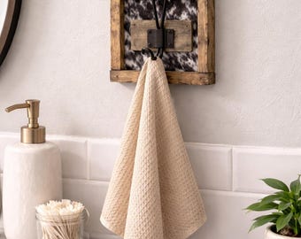 Cowprint Rustic Wooden Coat Rack | Entryway Decor