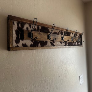5 Cowprint Coat Rack | Entry Way Decor | Home Decor | Coat Hook ...
