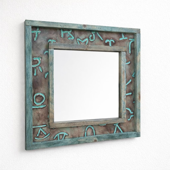 Genuine Leather Branded Western Mirror | Studded Frame, Rustic Country Decor