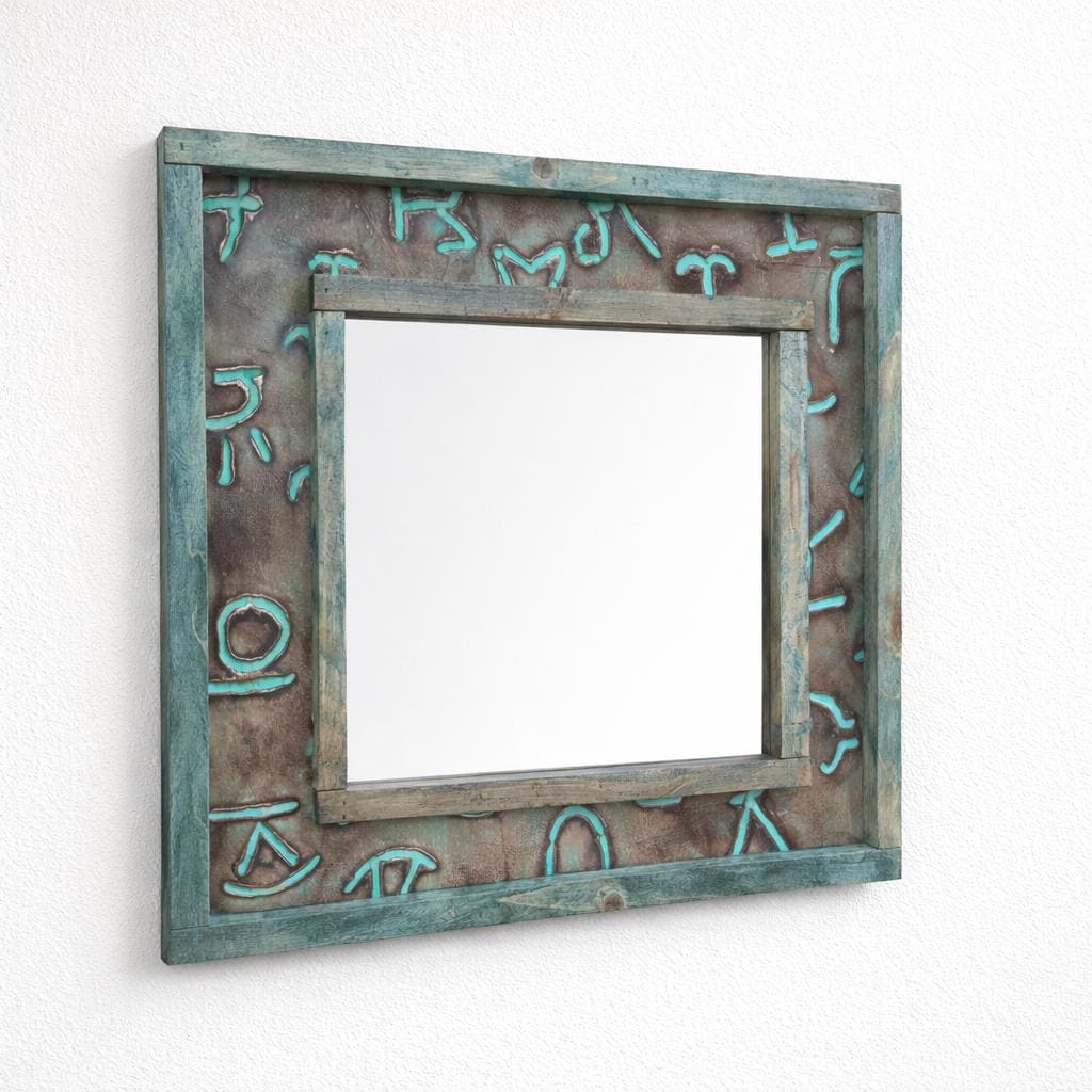 Genuine Leather Branded Western Mirror | Studded Frame, Rustic Country Decor