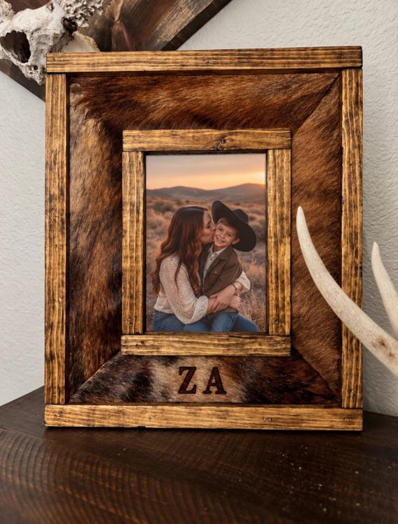 Cowhide Branded Picture Frame (5x7”) 1-3 Initials