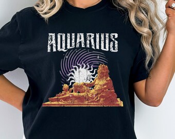 Aquarius Shirt rocker band grunge vintage distressed zodiac shirt Comfort Colors graphic tee Aquarius t-shirt oversized astrology gift