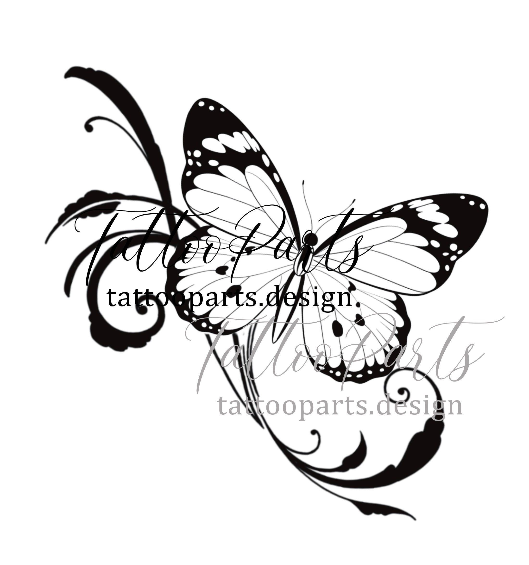 Ellie Tattoo / Butterfly SVG / DXF / PNG File Cutting File 