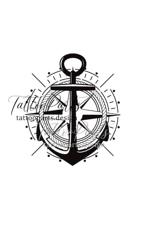 Nautical Anchor and Mandala Compass/Jpg/ Graphic by
