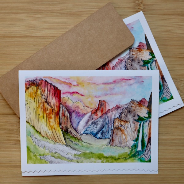 Watercolor Notecard Set - Customizable - Yosemite In Color