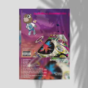 Kanye West Poster | Graduation Poster | Kanye West Tracklist | Album cover poster | Poster Room Decor | Digital Download