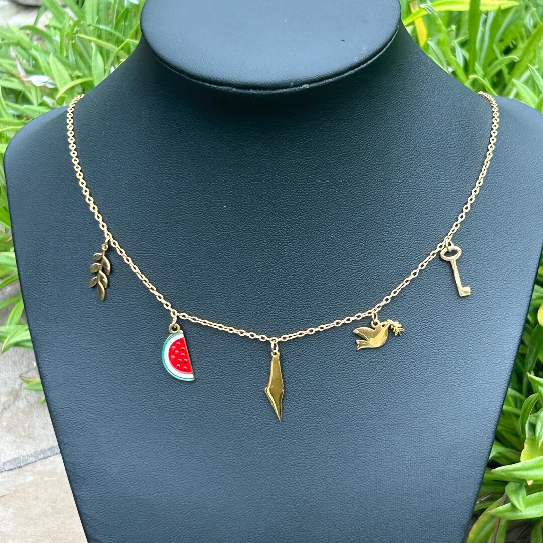 Gold Plated Palestine Charms Necklace Palestine Map Necklace