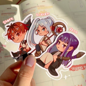 Sticker Frieren, Fern, Stark [étanche] - Par-delà la fin du voyage, tenir un journal, papeterie, joli Sticker pour ordinateur portable
