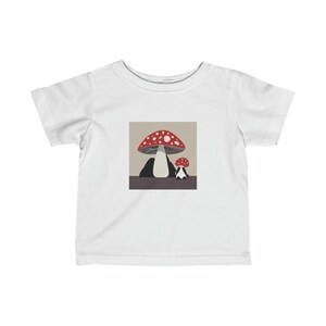 Red Mushroom Forest Gnome Infant Tee, Baby Clothes for Outdoorsy Parents, Childrens Book Illustration, Enchanted Forest, Mushroom Aesthetic