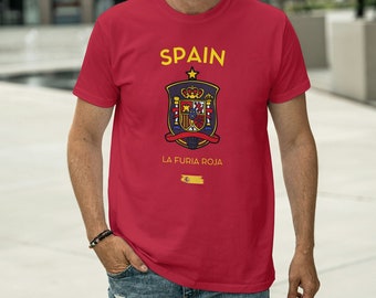 Spain Euro 2024 Football T-shirt | Cotton Crew Tee | Available in Red