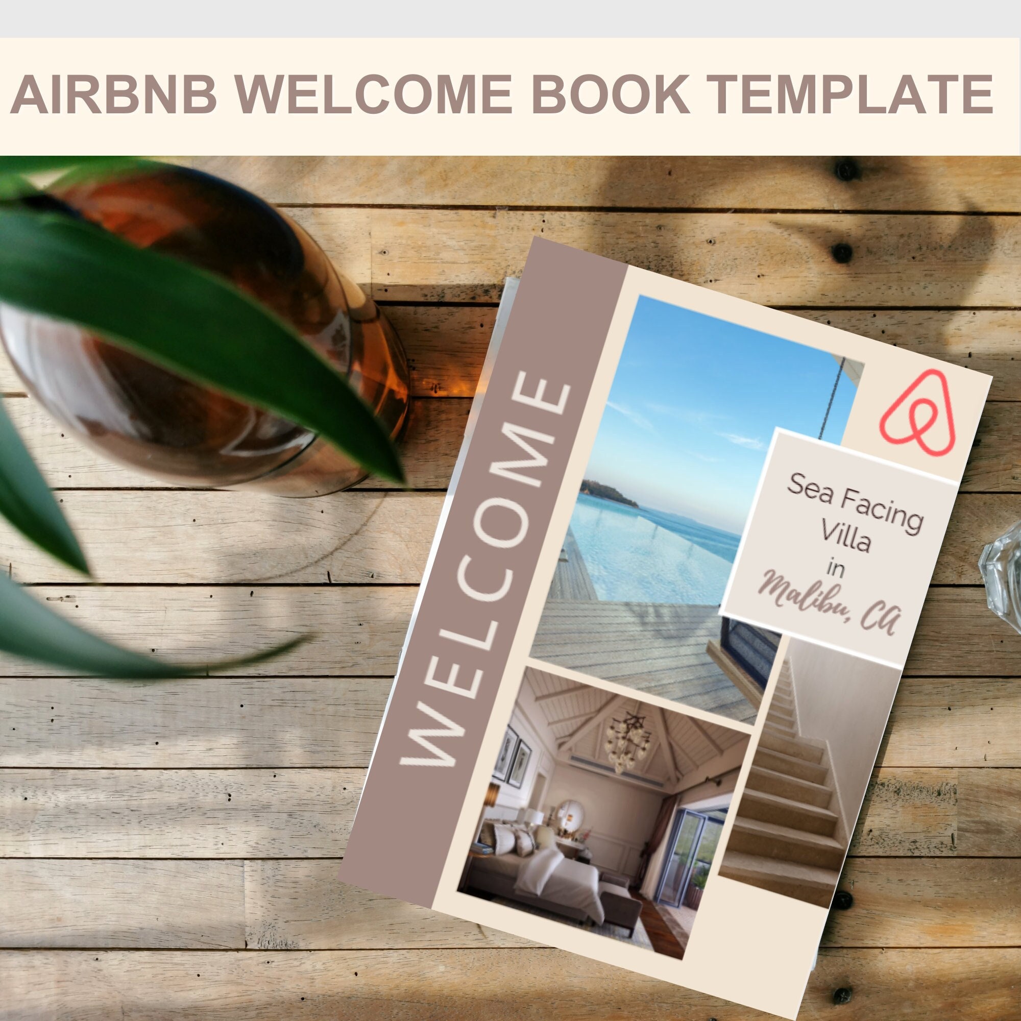 Minimalist Airbnb Book Template Editable Canva Guest Guidebook