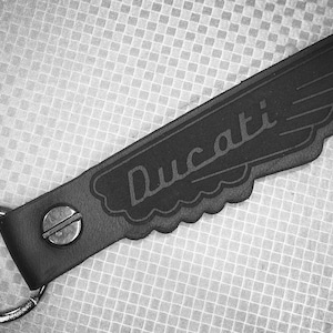 Ducati Black Leather Keyring Keychain Motorcycle Panigale V4
