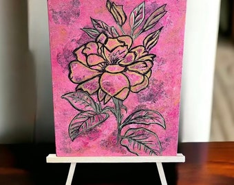 8x10 Acrylic Painting Wall Decor Acrylic Painting Rose Painting