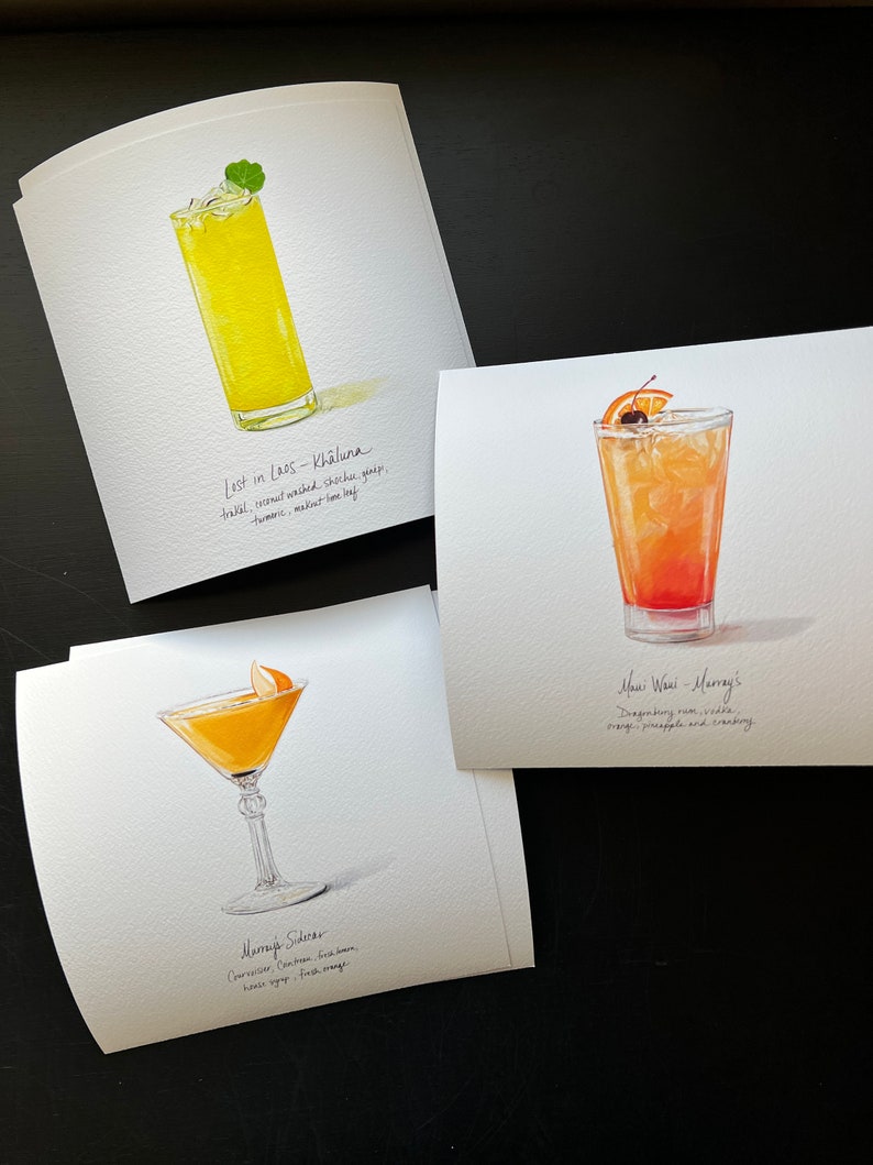 Extra Dry Martini Cocktail Illustration, 8x8 Print, Signature Cocktail