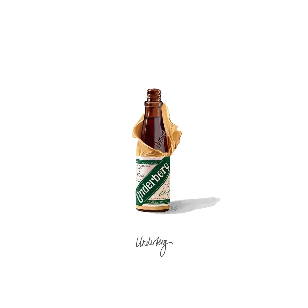 Underberg Digestif Bitters Cocktail Illustration Etsy