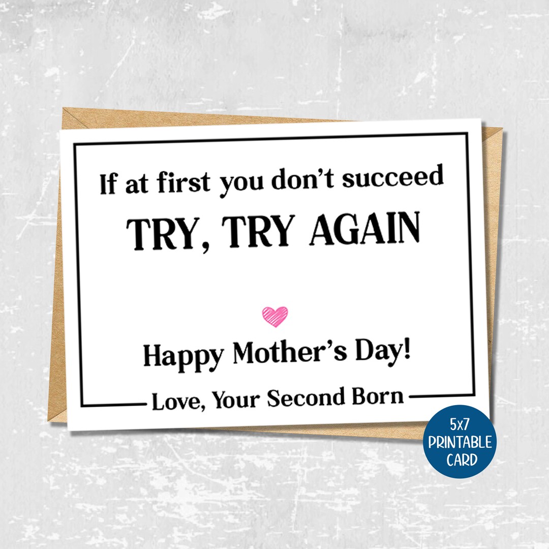 Sarcastic Mother's Day Card, Funny Card for Mom From Your Second Born, Happy Mothers Day ...