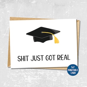 La cosa se puso seria. Tarjeta de graduación divertida, tarjeta de graduación imprimible, regalos sarcásticos para él, tarjeta de graduación universitaria, tarjetas de felicitaciones de graduación.