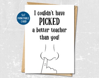 Funny Teacher Appreciation week printable card, End of year teacher gift, Unique teacher gift, Sarcastic greeting card for teacher