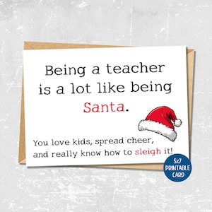 Teacher Christmas Card, Printable Christmas Card, Funny Holiday teacher card, Teacher gift for Christmas, Card for Teacher