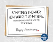 Anniversary card for husband, printable happy anniversary card for wife, funny anniversary card for her him, wedding anniversary, 50th 25th