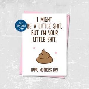 Cartão engraçado do dia das mães para a mãe, cartão de felicitações da merda da mamãe, cartão engraçado da mãe, cartão sarcástico imprimível do feliz dia das mães