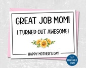Funny Mother's Day card, Sarcastic Card for Mom, Happy Mothers Day printable card, Snarky greeting card