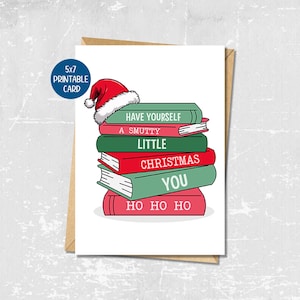Bücherwurm Weihnachtskarte für Freundin, Smutty Buchklub Weihnachtsgeschenk für sie, Smut Grußkarte für Buchliebhaber, Würzige Bücher, Lustige Weihnachtskarte