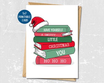 Bookish Christmas Card for friend, Smutty Book club Christmas gift for her, Smut greeting card for book lover, Spicy books, Funny Xmas card