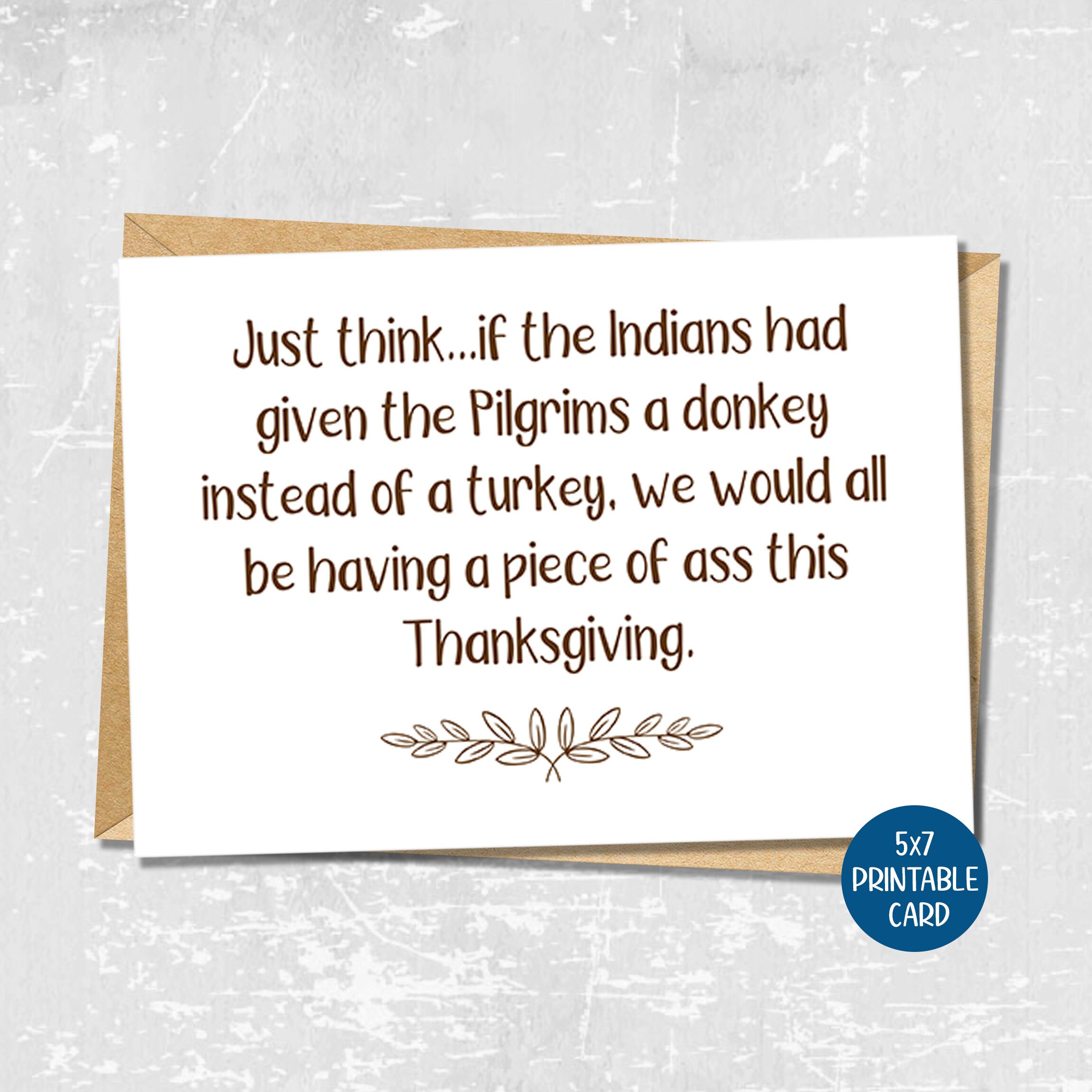 Funny Thanksgiving Card for Friend, Thanksgiving Printable Greeting ...