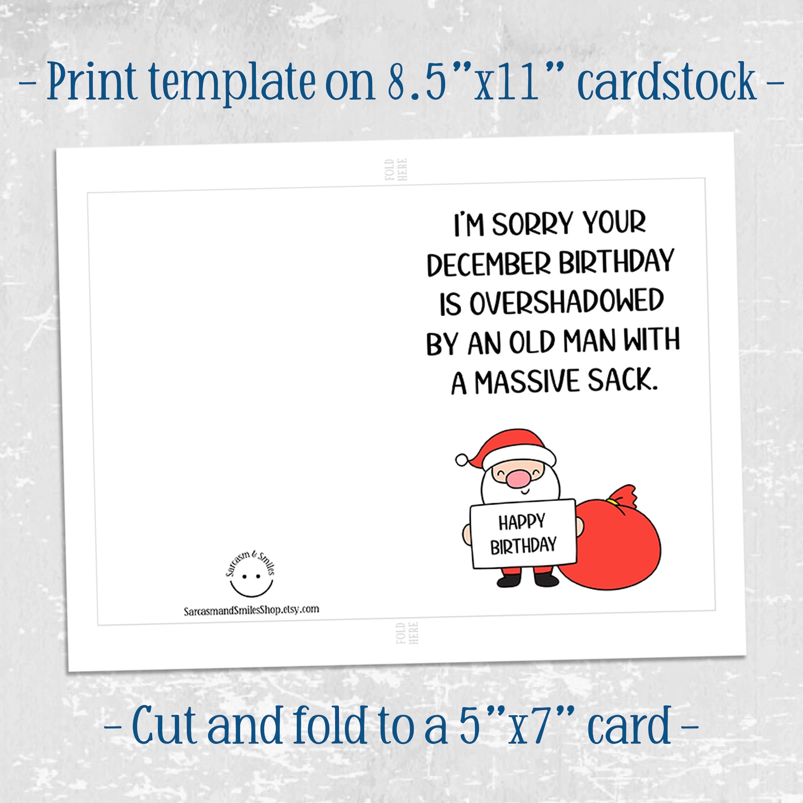 Funny December Birthday Card, Printable Christmas Birthday Card, Funny ...