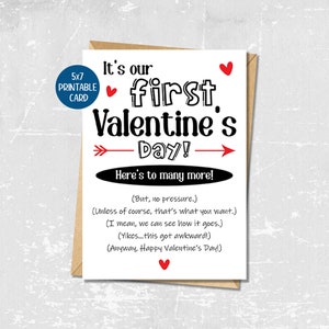 Notre première Saint-Valentin, carte de Saint-Valentin drôle pour lui, carte de Saint-Valentin sarcastique pour petit ami, carte de Saint-Valentin pleine d'esprit