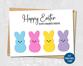 Happy Easter Favorite Peeps Greeting Card, Funny Easter Wishes, Easter Printable, Easter Peeps Printable card