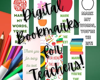 Teacher Appreciation Bookmarks, Set of 7 (Digital Download)