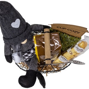 Gnome Kinda Day Coffee Lovers Gift Basket with Hand Knitted Cup Cozy image 6