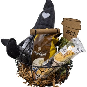 Gnome Kinda Day Coffee Lovers Gift Basket with Hand Knitted Cup Cozy image 5