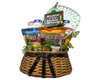 Wish I Was Fishing Creel Gift Basket