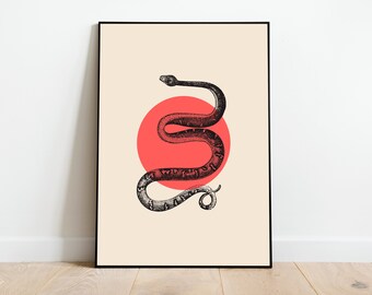 Snake Wall Art Poster, Nature Print, Animal Illustration, Modern Contemporary Home Decor