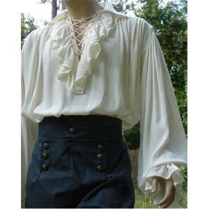Steampunk Pirate Shirt, Y2K Renaissance Oversized Cosplay - A Symphony of Historical Grace in Long Sleeve Medieval Victorian Ruffle Shirt