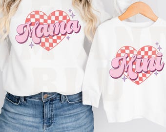 Retro Mama and Mini PNG Bundle, Sublimation Designs (Digital Download)