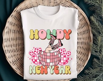 Retro Howdy New Year PNG Bündel, Cowgirl Sublimationsdesigns (Digitaler Download)
