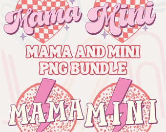 Retro Mama and Mini Valentines PNG Bundle (Digital Download)
