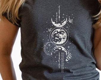 Celestial Moon T-shirt, Astronomy geometric shapes Tee Shirt, Eco Organic T shirt, Minimalist Moon Phases, Unisex Tshirt