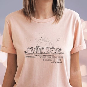 Celestial Stonehenge Standing Stone T-shirt Megalith Tee Shirt Gift for History Lovers Minimalist Unisex Classic Cotton Tshirt