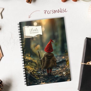Carnet de notes personnalisé elfe des bois, journal personnalisé, papeterie fantaisie, cadeau de rentrée, A5 - carnet à spirales avec lignes 120 pages