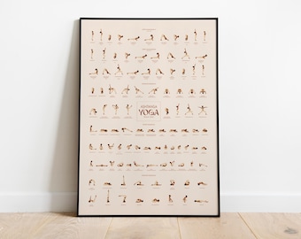 Ashtanga Primary Series Poster • Dark Skin • Yoga Poster Wall Art • Sizes 12x16" - 28x39″
