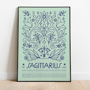Sagittarius Poster • Horoscope Print, Astrology Wall Art, Tarot, Zodiac Poster, Birthday Present, Sagittarius gifts, Zodiac sign gifts