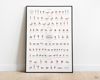 Ashtanga Primary Series Poster • Yoga Poster, Yoga Poses Poster, Ashtanga Yoga Poster, Yoga Wall Art, Yoga Poses Art, Yoga Studio Decor